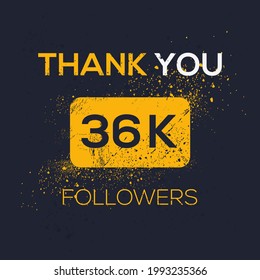 Creative Thank you (36k, 36000) followers celebration template design for social network and follower ,Vector illustration.