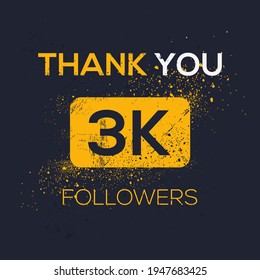 Creative Thank you (3k, 3000) followers celebration template design for social network and follower ,Vector illustration.