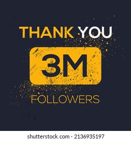 Creative Thank you (3Million, 3000000) followers celebration template design for social network and follower ,Vector illustration.