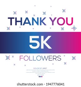 Creative Thank You (5k, 5000) Followers Celebration Template Design For Social Network And Follower ,Vector Illustration.