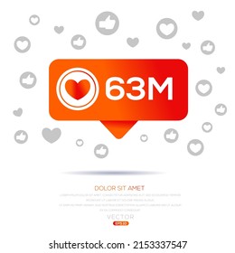 Creative Thank you (63Million, 63000000) followers celebration template design for social network and follower ,Vector illustration.