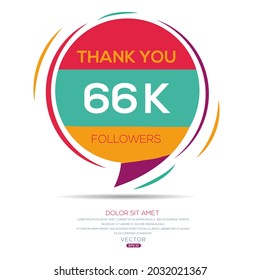 Creative Thank you (66k, 66000) followers celebration template design for social network and follower ,Vector illustration.