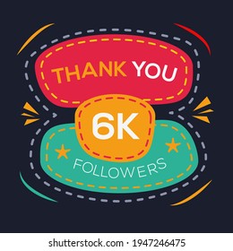 Creative Dankeschön (6k, 6000) Anhänger feiern Vorlagendesign für Social Network und Anhänger ,Vektorgrafik.