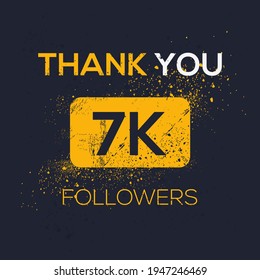 Creative Thank you (7k, 7000) followers celebration template design for social network and follower ,Vector illustration.