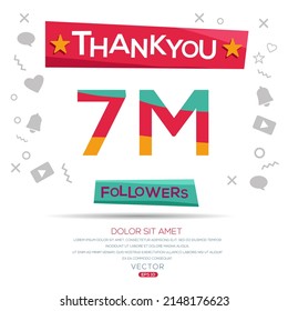 Creativo Gracias (7 millones, 700000) a los seguidores diseño de plantillas de celebración para redes sociales y seguidores ,Ilustración vectorial.