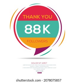 Creative Thank you (88k, 88000) followers celebration template design for social network and follower ,Vector illustration.