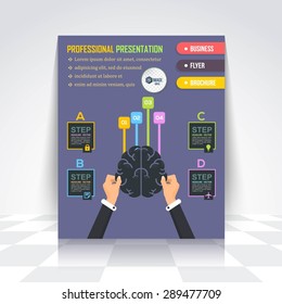 Creative Think Business Infographics Template, Flyer, Numbered Banner, Icon Elements, Corporate Brochure Design