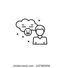 Creative think man smile. Simple line, outline vector of motivation icons for ui and ux, website or mobile application