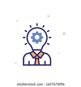 Illustration kreativer Think Vektorillustration. Konkrete Symbole für vollendetes Geschäftswachstum und Investitionen EPS10-Datei