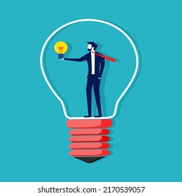 Creative Thinker In Creative Light Bulb. Business Concept Vector Illustration