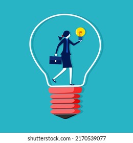 Creative Thinker In Creative Light Bulb. Business Concept Vector Illustration