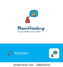 Creative Thinking about money  Logo Design. Flat color Logo place for Tagline. Vector Illustration
