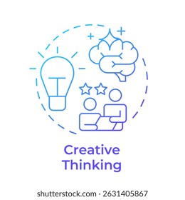 Creative thinking blue gradient concept icon. Innovative ideas. Problem solving. Round shape line illustration. Abstract idea. Graphic design. Easy to use in infographic, presentation