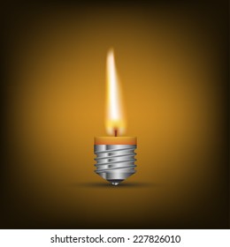 Creative Thinking With Brainstorming, wax candle into lighting bulb. vector