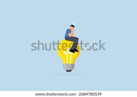 Creative thinking, clever entrepreneur contemplating creative lightbulb concept