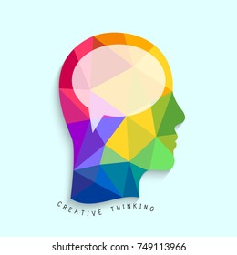 Creative Thinking Concept Colorful Head Silhouette Stock Vector 