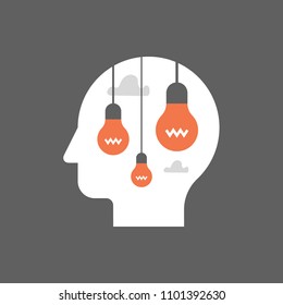 Creative thinking, creativity development, design solution, smart people, vector illustration