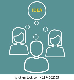 Creative thinking flat illustration. Vector illustration of team leader. brainstorming