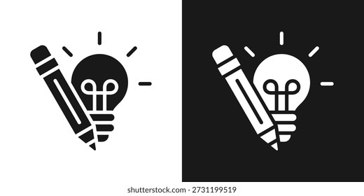 Creative Thinking Icon In Black And White Glyph Style