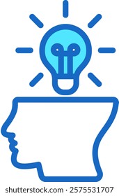 Creative Thinking Icon Blue Color Vector Illustration