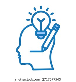 Icono de pensamiento creativo Ilustración vectorial de diseño de doble tono azul