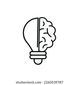 creative thinking icon. brain and light bulb vector.
