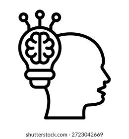 Ilustración vectorial de estilo de línea de icono de pensamiento creativo