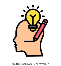 Icono de pensamiento creativo Ilustración vectorial de diseño de color lineal