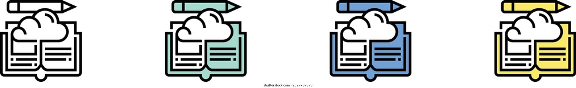 creative thinking icon. Outline, Green, Blue and Yellow Style Design Isolated On White Background