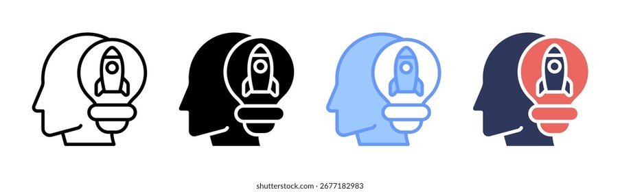 Conjunto de ícones de pensamento criativo coleção de vários estilos