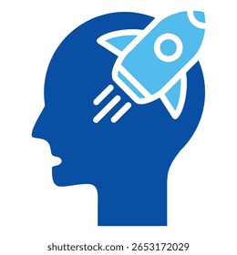 Iconos De Pensamiento Creativo En Estilo Azul, Ilustración vectorial