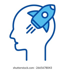 Creative Thinking Icons In Blue Style, Vector Illustration