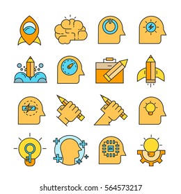 creative thinking icons color style