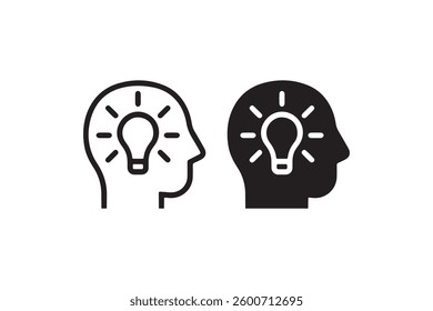 Creative thinking and idea icon in black and white Vector