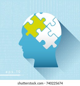 Creative thinking infographic head with puzzle vector