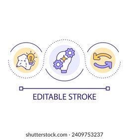Creative thinking loop concept icon. Breaking mental blocks. View things from different angles abstract idea thin line illustration. Isolated outline drawing. Editable stroke. Arial font used