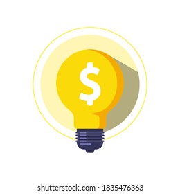 creative thinking to make money concept illustration flat design vector with bulb and dollar. simple, clean, and modern style graphic element, icon, sign, symbol, logo