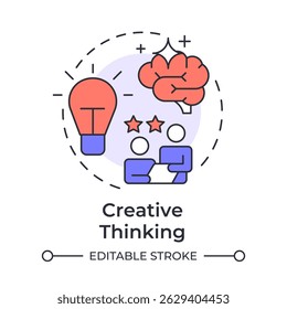 Creative thinking multi color concept icon. Innovative ideas. Problem solving. Round shape line illustration. Abstract idea. Graphic design. Easy to use in infographic, presentation