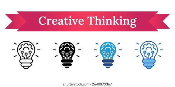 Creative Thinking Multi Style - Lightbulb with brain inside representing creativity, innovation, and intelligence