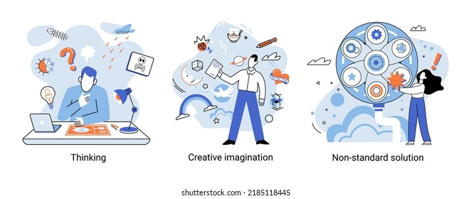 Creative Thinking People Different Mental Mindset Stock Vector (Royalty ...