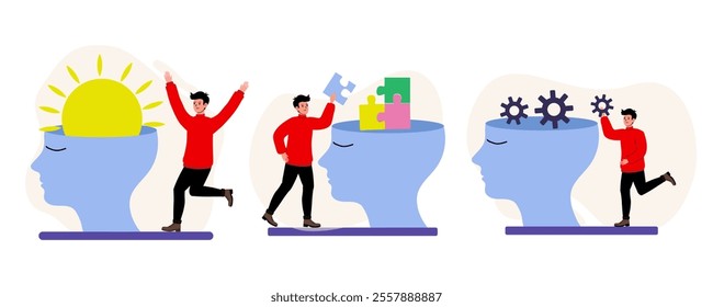 Creative thinking process and problem solving illustrated in colorful design