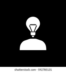 Creative thinking solid icon, seo & development, bulb light sign, a filled pattern on a black background, eps 10.
