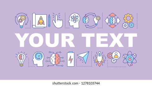 Creative thinking word concept banner. Efficiency and productivity. Your text here. Project management. Solution searching. Isolated lettering typography with linear icons. Vector outline illustration