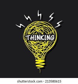 creative thinking word on sketch bulb design vector