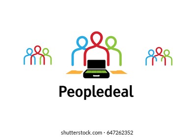 Creative Three Colorful People Deal Logo Symbol Vector 