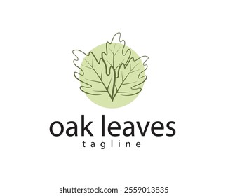 creative three oak leaves with line concept logo design