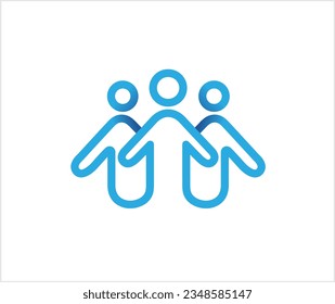 creative three people character blue logo vector design icon symbol illustration