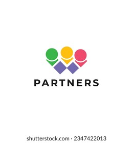 Icono creativo de tres personas. Comunidad, socios,Elemento de plantilla de diseño de logotipo de vector plano