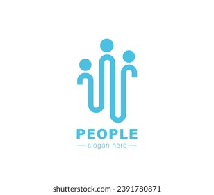 Creative three people icon logo. Community, partners, group, startup or teamwork symbol. Abstract vector illustration.	