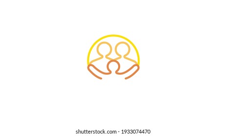 Creative Three People Lines Abstract Circle Logo Vector Design Symbol Icon Illustration